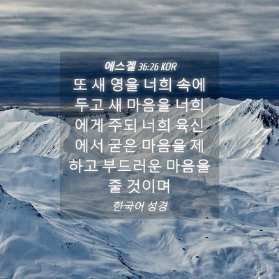 Picture 04 - 에스겔 36:26 KOR - 또 새 영을 너희 속에 두고 새 마음을 - Bible Verse Picture