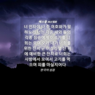 Picture 04 - 에스겔 39:17 KOR - 너 인자야 나 주 여호와가 말하노라 - Bible Verse Picture