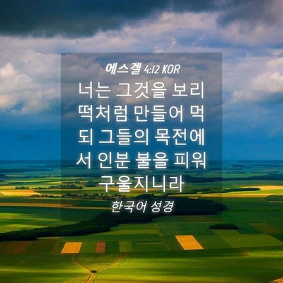 Picture 04 - 에스겔 4:12 KOR - 너는 그것을 보리떡처럼 만들어 먹되 - Bible Verse Picture