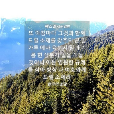 Picture 04 - 에스겔 46:14 KOR - 또 아침마다 그것과 함께 드릴 - Bible Verse Picture