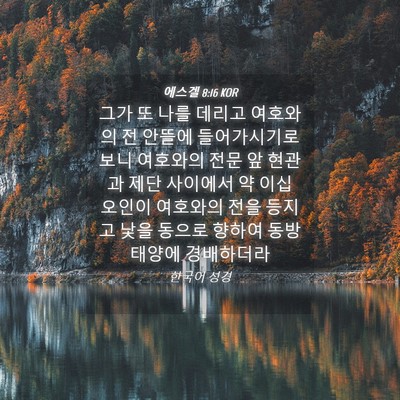 Picture 04 - 에스겔 8:16 KOR - 그가 또 나를 데리고 여호와의 전 - Bible Verse Picture