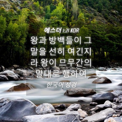 Picture 04 - 에스더 1:21 KOR - 왕과 방백들이 그 말을 선히 - Bible Verse Picture