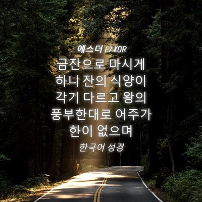 Picture 04 - 에스더 1:7 KOR - 금잔으로 마시게 하니 잔의 식양이 - Bible Verse Picture