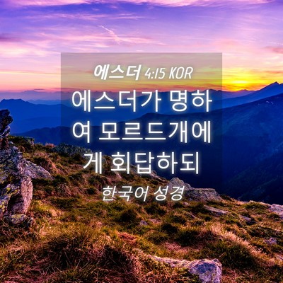 Picture 04 - 에스더 4:15 KOR - 에스더가 명하여 모르드개에게 - Bible Verse Picture