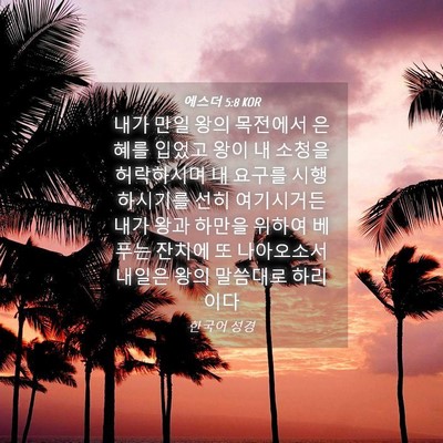 Picture 04 - 에스더 5:8 KOR - 내가 만일 왕의 목전에서 은혜를 - Bible Verse Picture