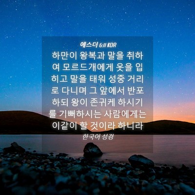 Picture 04 - 에스더 6:11 KOR - 하만이 왕복과 말을 취하여 - Bible Verse Picture