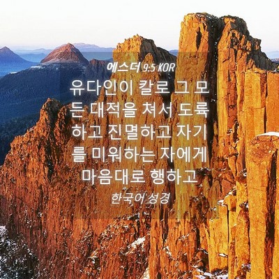 Picture 04 - 에스더 9:5 KOR - 유다인이 칼로 그 모든 대적을 쳐서 - Bible Verse Picture