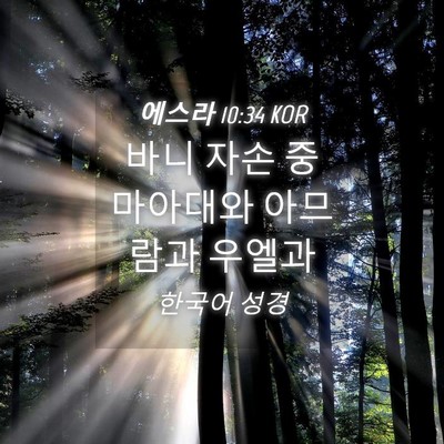 Picture 04 - 에스라 10:34 KOR - 바니 자손 중 마아대와 아므람과 - Bible Verse Picture