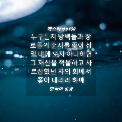 Picture 04 - 에스라 10:8 KOR - 누구든지 방백들과 장로들의 훈시를 - Bible Verse Picture