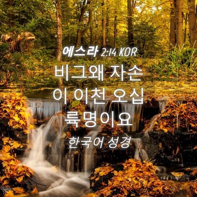 Picture 04 - 에스라 2:14 KOR - 비그왜 자손이 이천 오십 - Bible Verse Picture