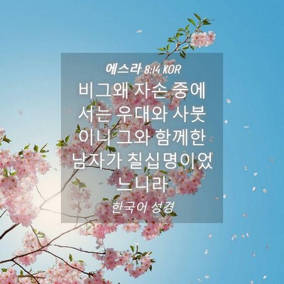 Picture 04 - 에스라 8:14 KOR - 비그왜 자손 중에서는 우대와 - Bible Verse Picture