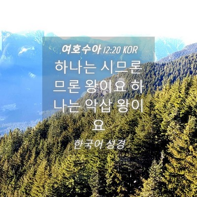 Picture 04 - 여호수아 12:20 KOR - 하나는 시므론 므론 왕이요 하나는 - Bible Verse Picture