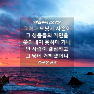 Picture 04 - 여호수아 17:12 KOR - 그러나 므낫세 자손이 그 성읍들의 - Bible Verse Picture