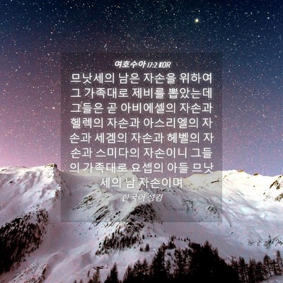 Picture 04 - 여호수아 17:2 KOR - 므낫세의 남은 자손을 위하여 그 - Bible Verse Picture