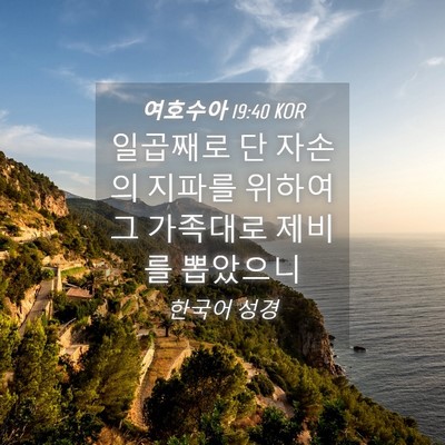 Picture 04 - 여호수아 19:40 KOR - 일곱째로 단 자손의 지파를 위하여 - Bible Verse Picture