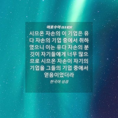 Picture 04 - 여호수아 19:9 KOR - 시므온 자손의 이 기업은 유다 - Bible Verse Picture