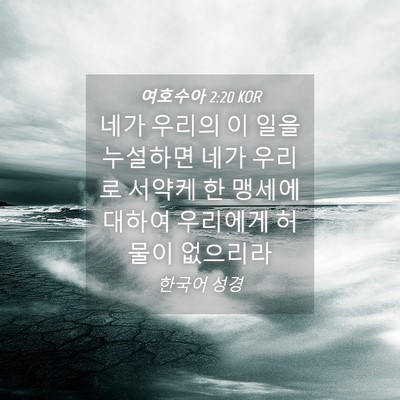 Picture 04 - 여호수아 2:20 KOR - 네가 우리의 이 일을 누설하면 네가 - Bible Verse Picture
