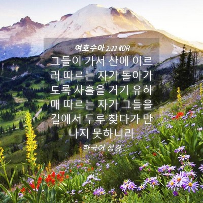 Picture 04 - 여호수아 2:22 KOR - 그들이 가서 산에 이르러 따르는 - Bible Verse Picture