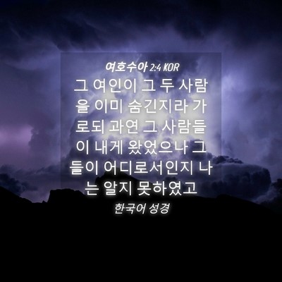 Picture 04 - 여호수아 2:4 KOR - 그 여인이 그 두 사람을 이미 - Bible Verse Picture