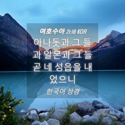 Picture 04 - 여호수아 21:18 KOR - 아나돗과 그 들과 알몬과 그 들 곧 네 - Bible Verse Picture
