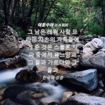 Picture 04 - 여호수아 21:34 KOR - 그 남은 레위 사람 므라리 자손의 - Bible Verse Picture