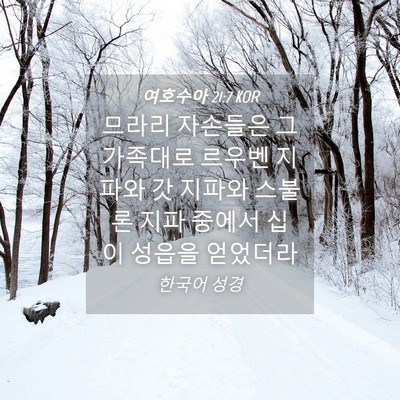 Picture 04 - 여호수아 21:7 KOR - 므라리 자손들은 그 가족대로 르우벤 - Bible Verse Picture