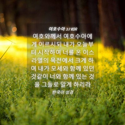 Picture 04 - 여호수아 3:7 KOR - 여호와께서 여호수아에게 이르시되 - Bible Verse Picture