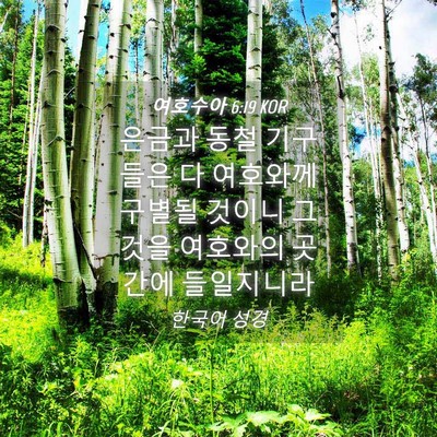 Picture 04 - 여호수아 6:19 KOR - 은금과 동철 기구들은 다 여호와께 - Bible Verse Picture