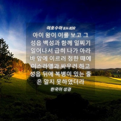 Picture 04 - 여호수아 8:14 KOR - 아이 왕이 이를 보고 그 성읍 백성과 - Bible Verse Picture