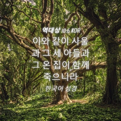 Picture 04 - 역대상 10:6 KOR - 이와 같이 사울과 그 세 아들과 그 온 - Bible Verse Picture