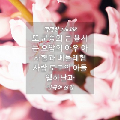 Picture 04 - 역대상 11:26 KOR - 또 군중의 큰 용사는 요압의 아우 - Bible Verse Picture