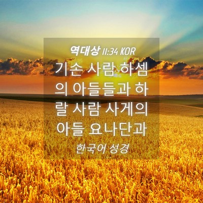 Picture 04 - 역대상 11:34 KOR - 기손 사람 하셈의 아들들과 하랄 - Bible Verse Picture