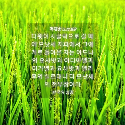 Picture 04 - 역대상 12:20 KOR - 다윗이 시글락으로 갈 때에 므낫세 - Bible Verse Picture