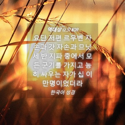 Picture 04 - 역대상 12:37 KOR - 요단 저편 르우벤 자손과 갓 자손과 - Bible Verse Picture