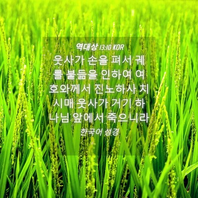 Picture 04 - 역대상 13:10 KOR - 웃사가 손을 펴서 궤를 붙듦을 - Bible Verse Picture