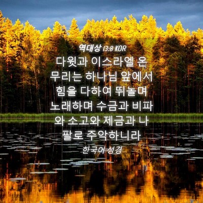 Picture 04 - 역대상 13:8 KOR - 다윗과 이스라엘 온 무리는 하나님 - Bible Verse Picture