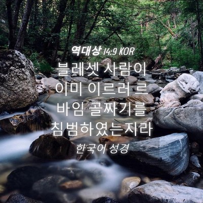 Picture 04 - 역대상 14:9 KOR - 블레셋 사람이 이미 이르러 르바임 - Bible Verse Picture