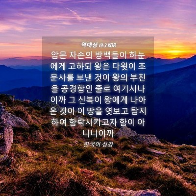 Picture 04 - 역대상 19:3 KOR - 암몬 자손의 방백들이 하눈에게 - Bible Verse Picture