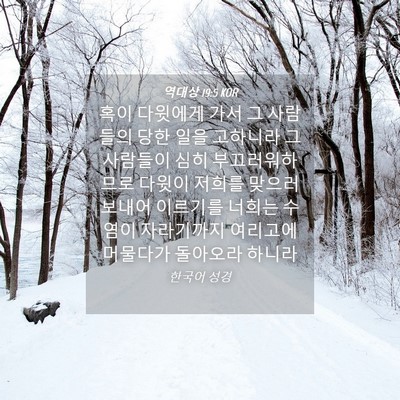 Picture 04 - 역대상 19:5 KOR - 혹이 다윗에게 가서 그 사람들의 - Bible Verse Picture