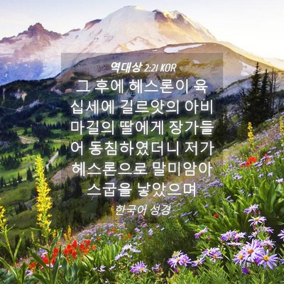 Picture 04 - 역대상 2:21 KOR - 그 후에 헤스론이 육십세에 길르앗의 - Bible Verse Picture