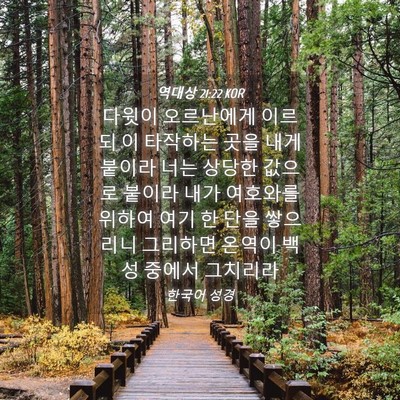 Picture 04 - 역대상 21:22 KOR - 다윗이 오르난에게 이르되 이 - Bible Verse Picture
