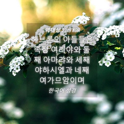 Picture 04 - 역대상 23:19 KOR - 헤브론의 아들들은 족장 여리야와 - Bible Verse Picture