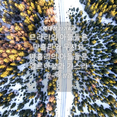 Picture 04 - 역대상 23:21 KOR - 므라리의 아들들은 마흘리와 무시요 - Bible Verse Picture