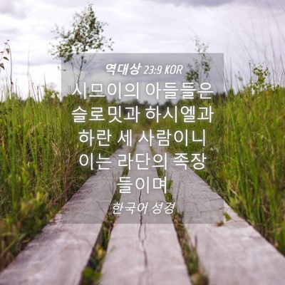 Picture 04 - 역대상 23:9 KOR - 시므이의 아들들은 슬로밋과 - Bible Verse Picture