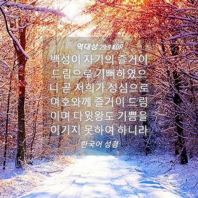 Picture 04 - 역대상 29:9 KOR - 백성이 자기의 즐거이 드림으로 - Bible Verse Picture