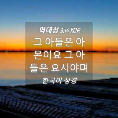 Picture 04 - 역대상 3:14 KOR - 그 아들은 아몬이요 그 아들은 - Bible Verse Picture