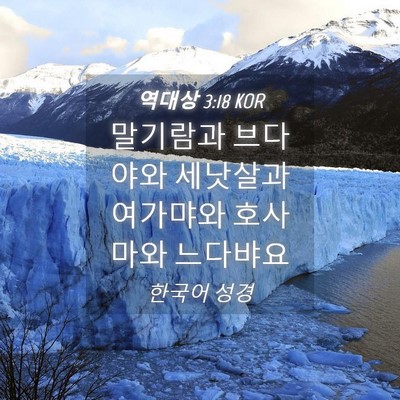 Picture 04 - 역대상 3:18 KOR - 말기람과 브다야와 세낫살과 - Bible Verse Picture