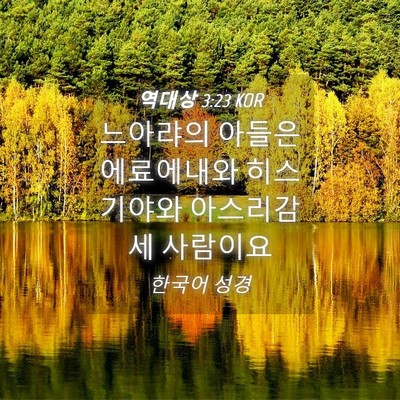 Picture 04 - 역대상 3:23 KOR - 느아랴의 아들은 에료에내와 - Bible Verse Picture