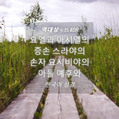 Picture 04 - 역대상 4:35 KOR - 요엘과 아시엘의 증손 스라야의 손자 - Bible Verse Picture