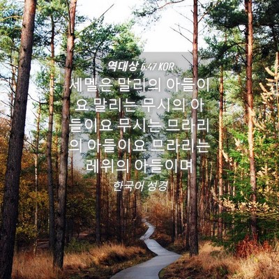 Picture 04 - 역대상 6:47 KOR - 세멜은 말리의 아들이요 말리는 - Bible Verse Picture